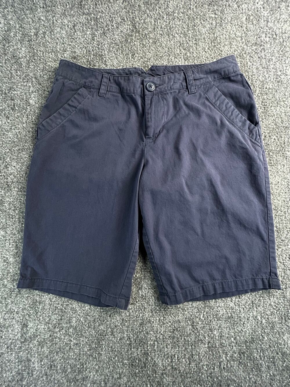 Columbia Women's Navy Cotton Chino Shorts Size 8 Casual Flat Front - Picture 1 of 10